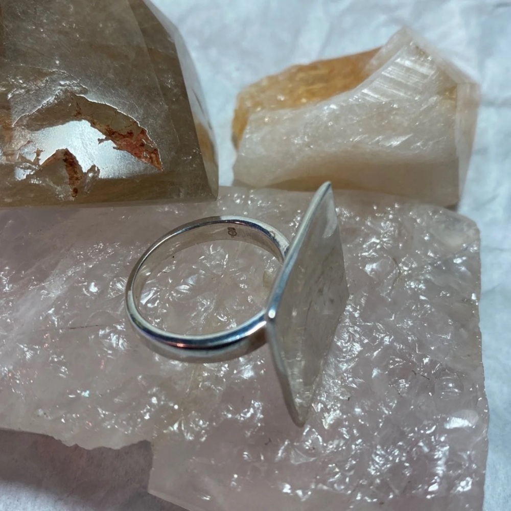 Square Shape Sterling Silver Ring - image 5